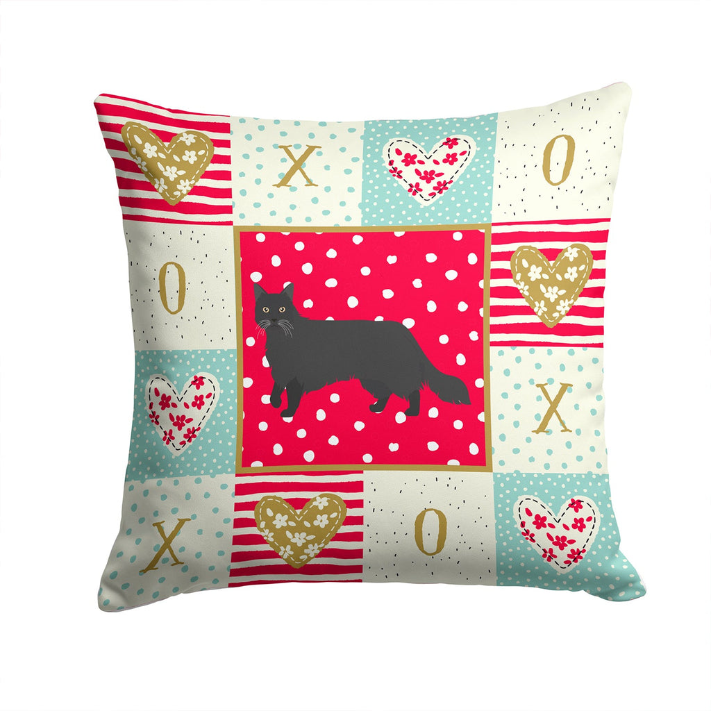 Black Chantilly Tiffany Cat Love Decorative Throw Pillow 14x14 Indoor Outdoor Accent Cushion, Fabric Cover with Insert for Sofa, Bed, Porch & Living Room