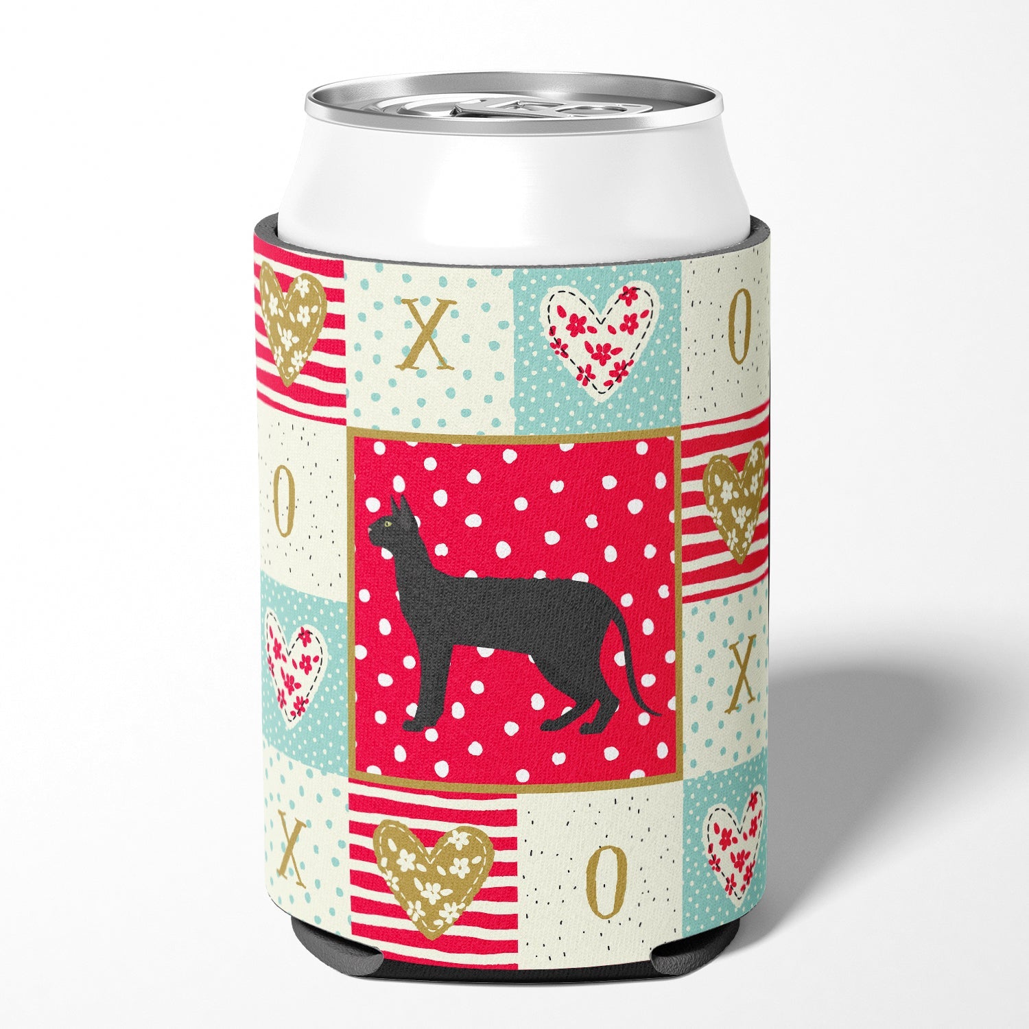 Black Cornish Rex Cat Love Can or Bottle Hugger Cooler Sleeve for Standard 12 oz Cans, Insulated Foam Beer & Soda Can Hugger Reusable