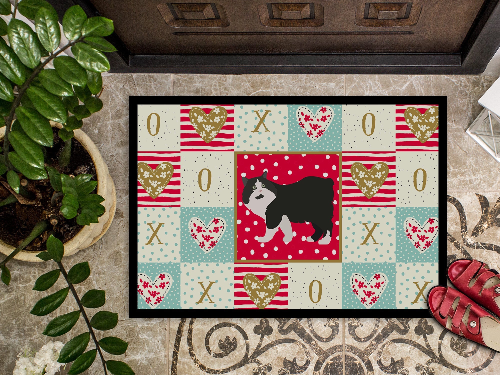 Cymric Cat Love Doormat Indoor Outdoor 24H X 36W Front Door Mat Rugs for Entryway, Non Slip Washable Low Pile,