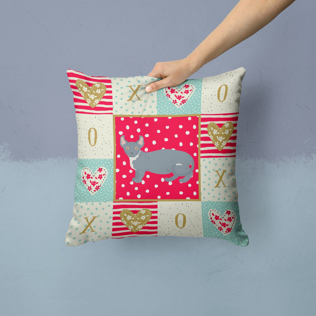 Dwelf #2 Cat Love Decorative Throw Pillow 14x14 Indoor Outdoor Accent Cushion, Fabric Cover with Insert for Sofa, Bed, Porch & Living Room
