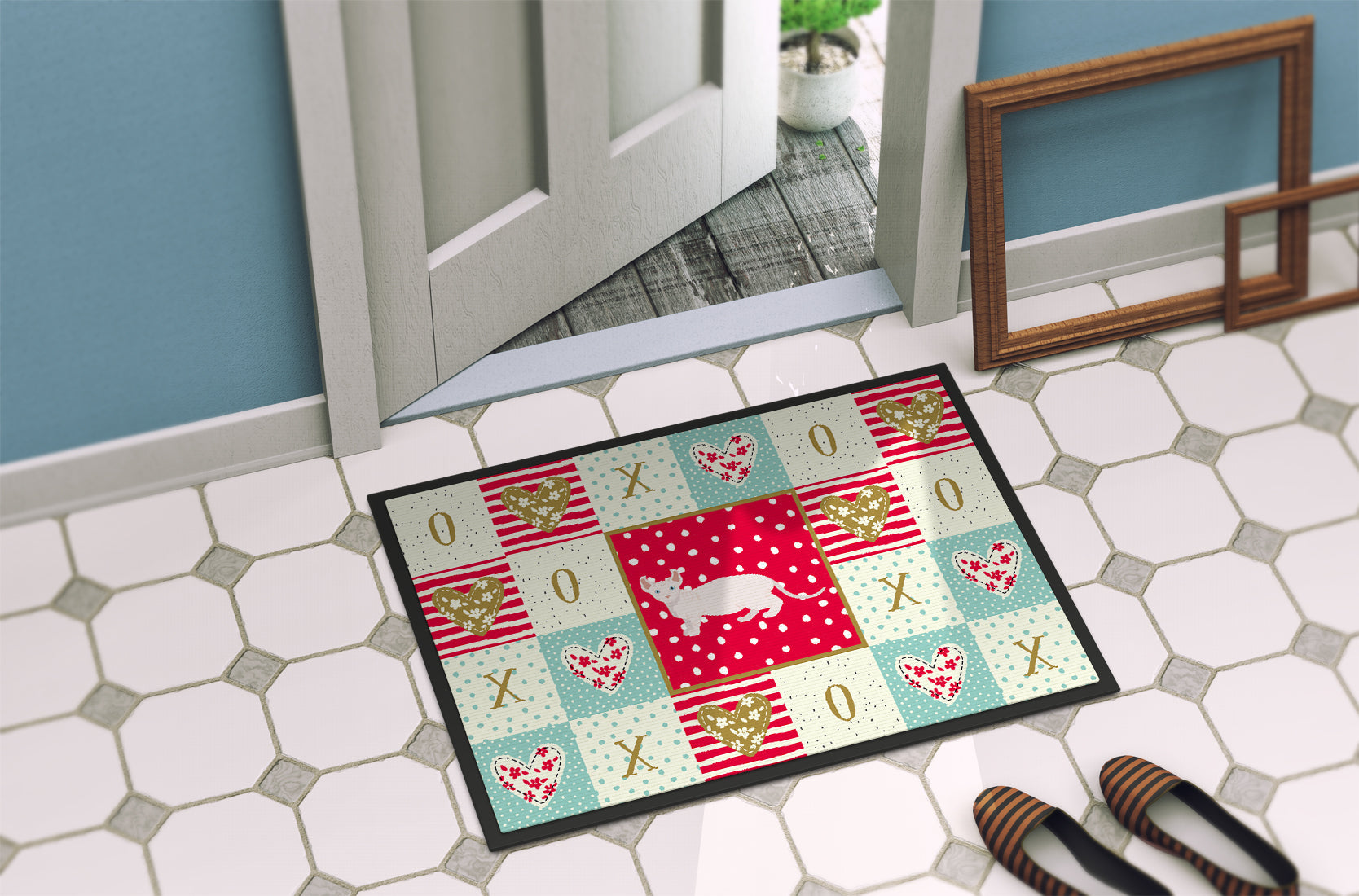 Dwelf #3 Cat Love Doormat Indoor Outdoor 24H X 36W Front Door Mat Rugs for Entryway, Non Slip Washable Low Pile,