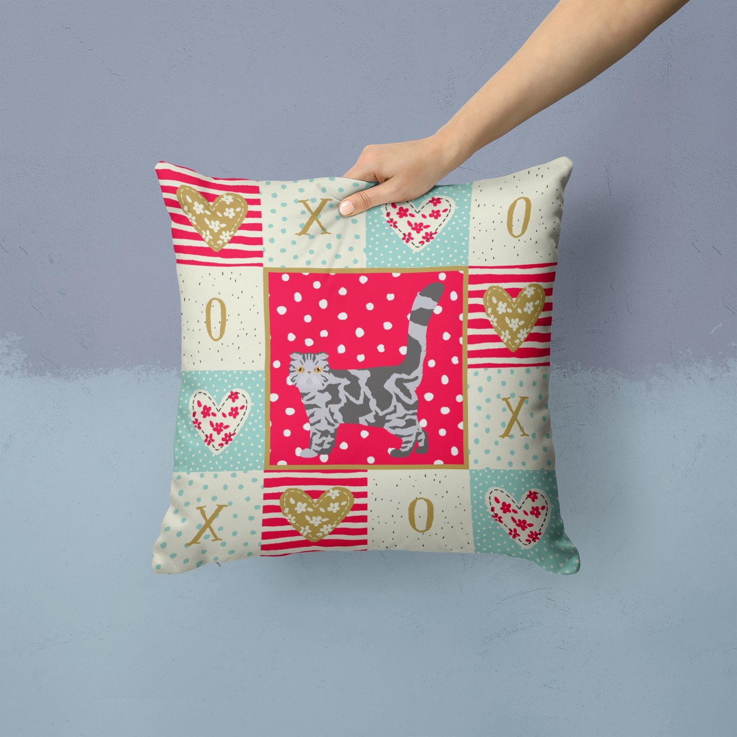 Foldex Exotic Fold #1 Cat Love Decorative Throw Pillow 14x14 Indoor Outdoor Accent Cushion, Fabric Cover with Insert for Sofa, Bed, Porch & Living Room