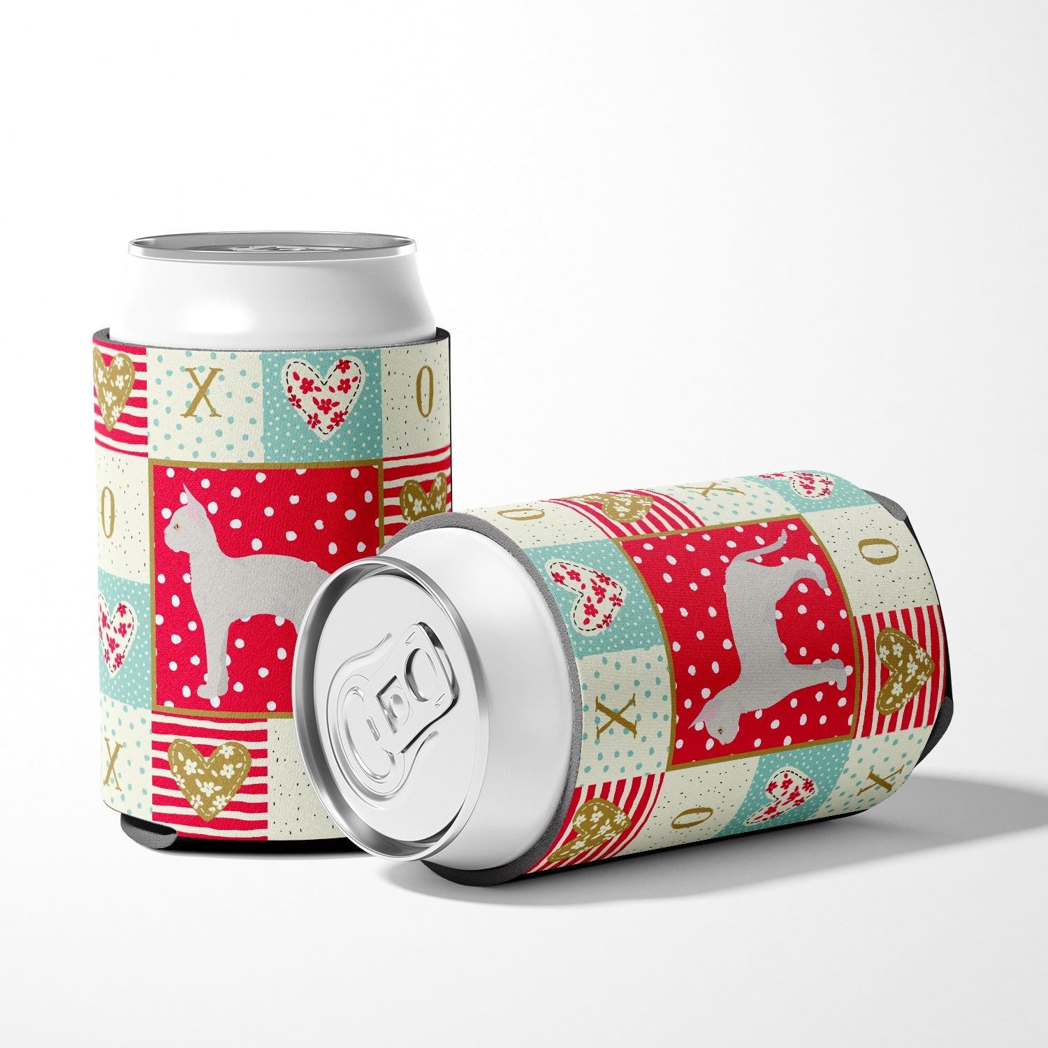 German Rex #3 Cat Love Can or Bottle Hugger Cooler Sleeve for Standard 12 oz Cans, Insulated Foam Beer & Soda Can Hugger Reusable