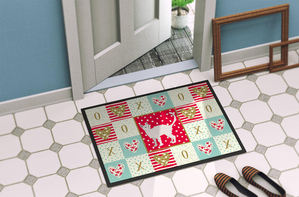 Khao Manee #2 Cat Love Doormat Indoor Outdoor 24H X 36W Front Door Mat Rugs for Entryway, Non Slip Washable Low Pile,