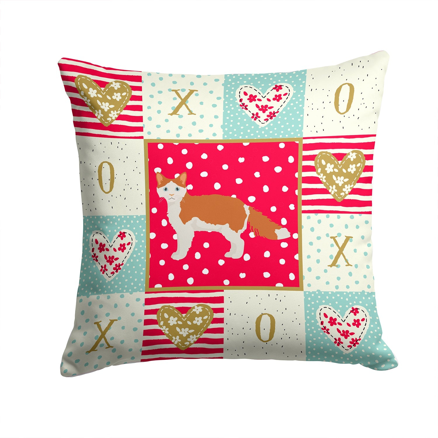 La Perm #2 Cat Love Decorative Throw Pillow 14x14 Indoor Outdoor Accent Cushion, Fabric Cover with Insert for Sofa, Bed, Porch & Living Room