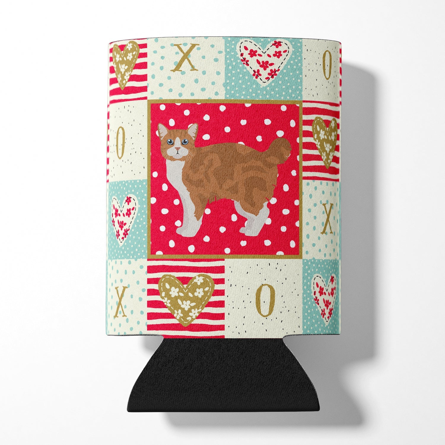 Manx #2 Cat Love Can or Bottle Hugger Cooler Sleeve for Standard 12 oz Cans, Insulated Foam Beer & Soda Can Hugger Reusable
