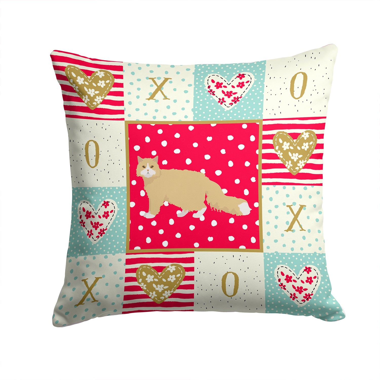 Oregon Rex Cat Love Decorative Throw Pillow 14x14 Indoor Outdoor Accent Cushion, Fabric Cover with Insert for Sofa, Bed, Porch & Living Room