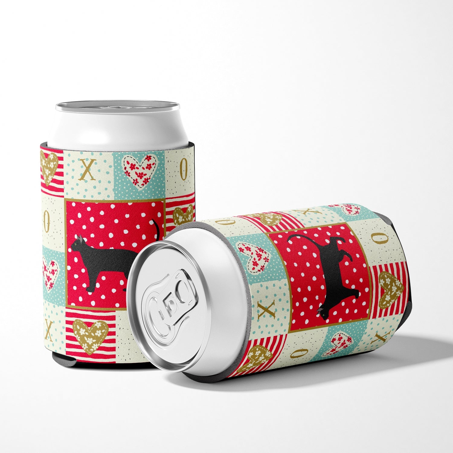 Pantherette Cat Love Can or Bottle Hugger Cooler Sleeve for Standard 12 oz Cans, Insulated Foam Beer & Soda Can Hugger Reusable