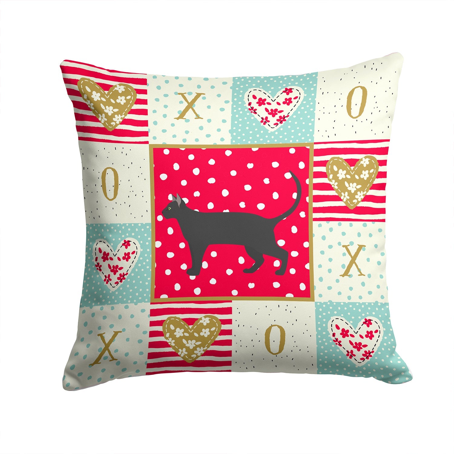 Pantherette Cat Love Decorative Throw Pillow 14x14 Indoor Outdoor Accent Cushion, Fabric Cover with Insert for Sofa, Bed, Porch & Living Room