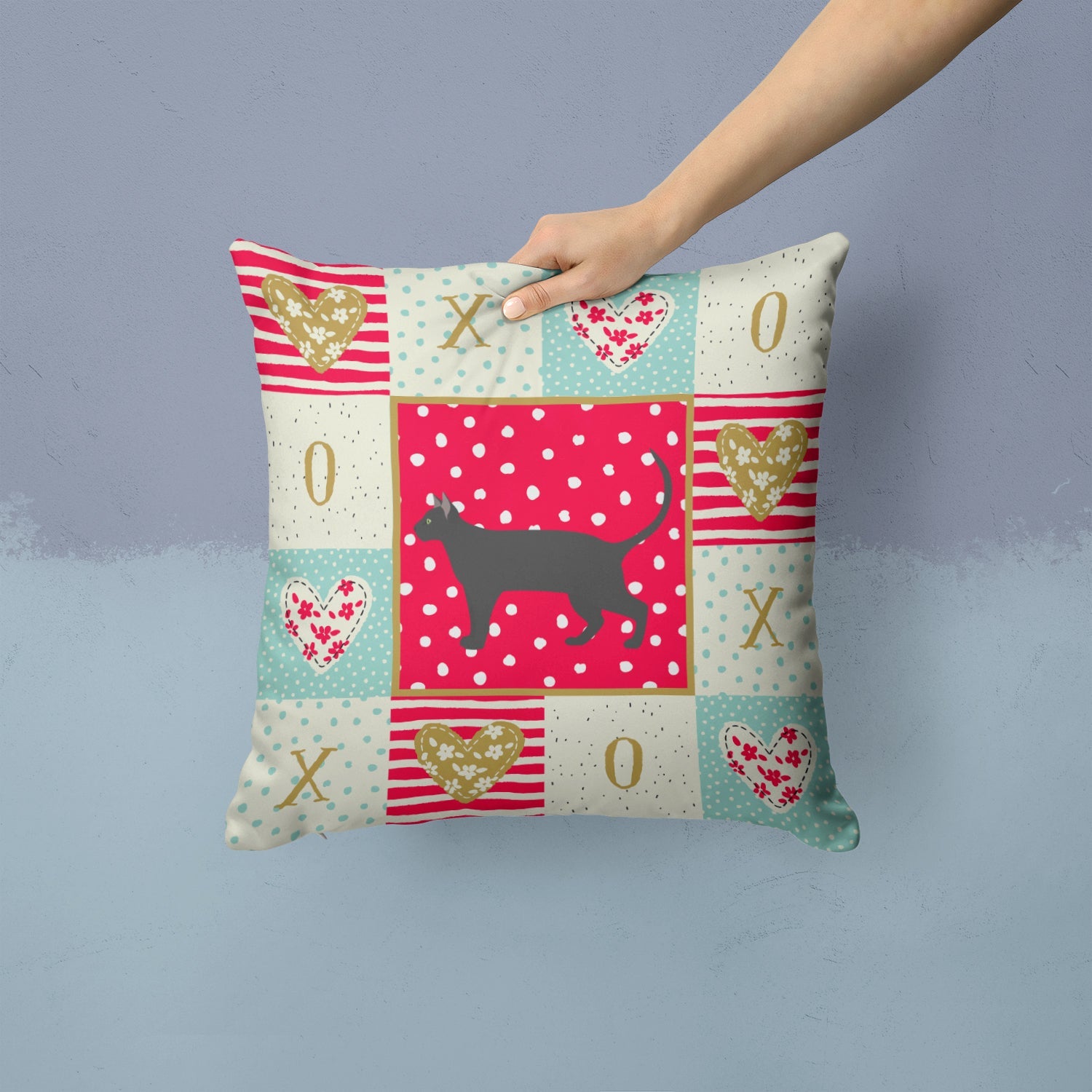 Pantherette Cat Love Decorative Throw Pillow 14x14 Indoor Outdoor Accent Cushion, Fabric Cover with Insert for Sofa, Bed, Porch & Living Room