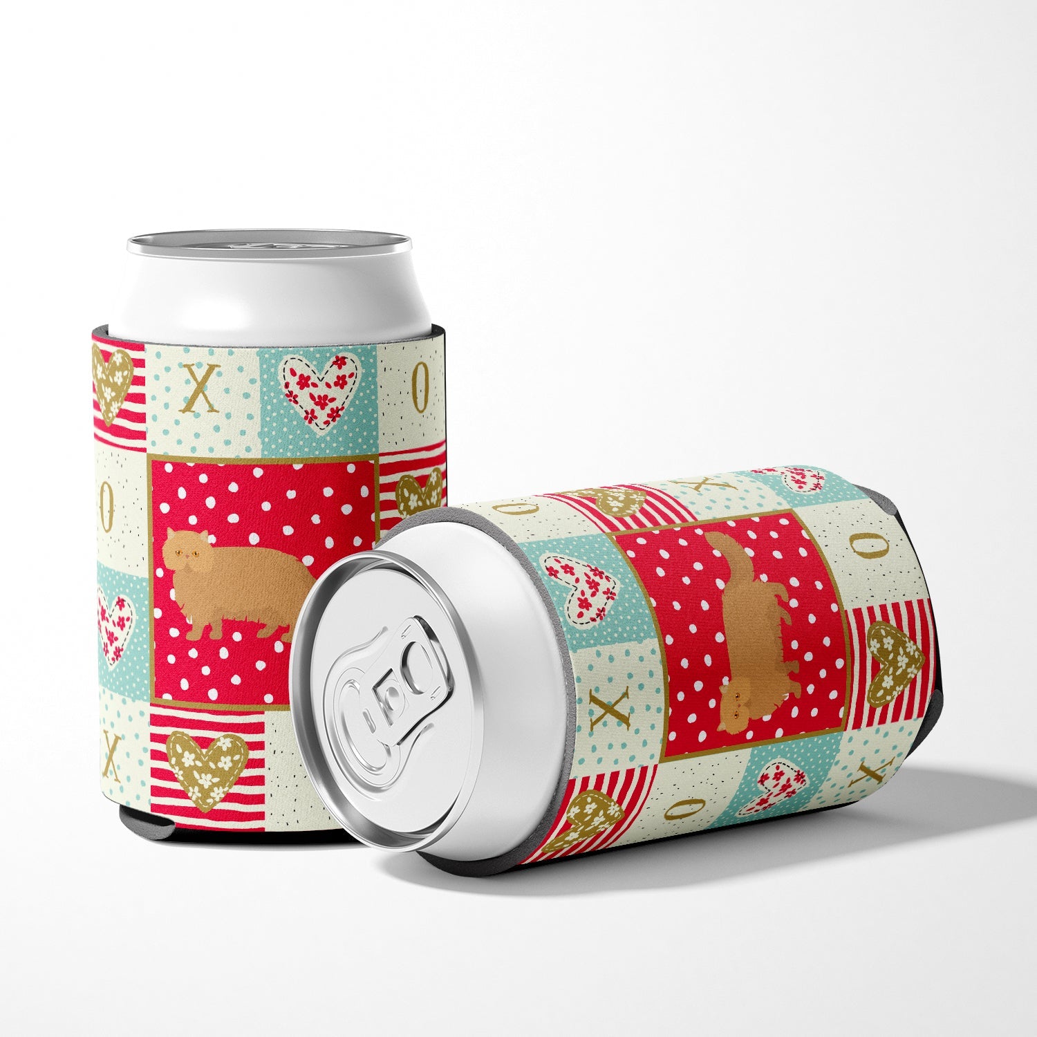 Persian Modern Cat Love Can or Bottle Hugger Cooler Sleeve for Standard 12 oz Cans, Insulated Foam Beer & Soda Can Hugger Reusable