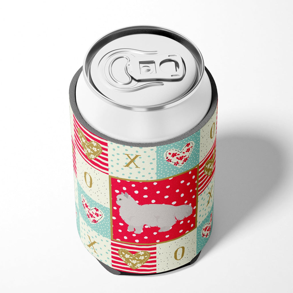 White Persian Traditional Cat Love Can or Bottle Hugger Cooler Sleeve for Standard 12 oz Cans, Insulated Foam Beer & Soda Can Hugger Reusable