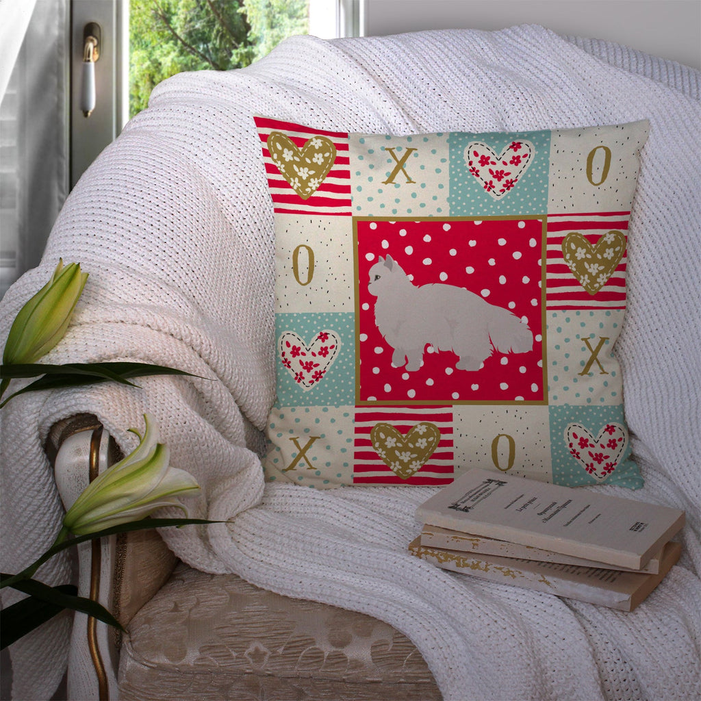 White Persian Traditional Cat Love Decorative Throw Pillow 14x14 Indoor Outdoor Accent Cushion, Fabric Cover with Insert for Sofa, Bed, Porch & Living Room
