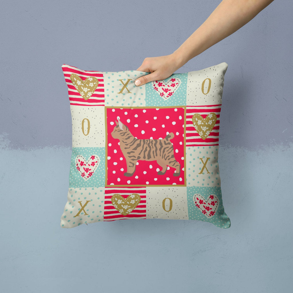 Pixie Bob #2 Cat Love Decorative Throw Pillow 14x14 Indoor Outdoor Accent Cushion, Fabric Cover with Insert for Sofa, Bed, Porch & Living Room
