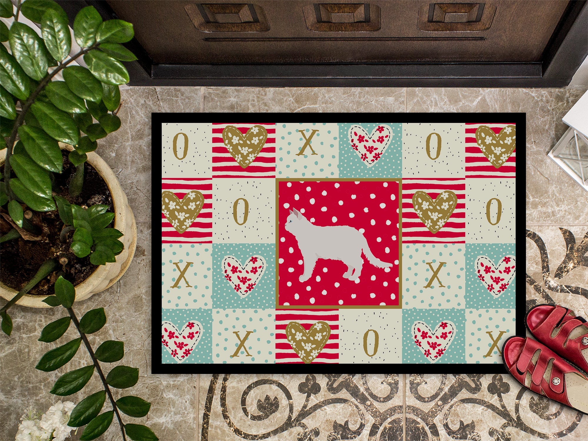 Poodle Cat #2 Cat Love Doormat Indoor Outdoor 24H X 36W Front Door Mat Rugs for Entryway, Non Slip Washable Low Pile,