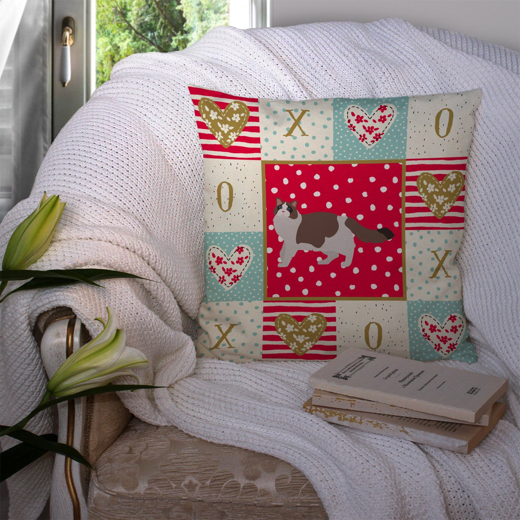 Ragdoll #3 Cat Love Decorative Throw Pillow 14x14 Indoor Outdoor Accent Cushion, Fabric Cover with Insert for Sofa, Bed, Porch & Living Room