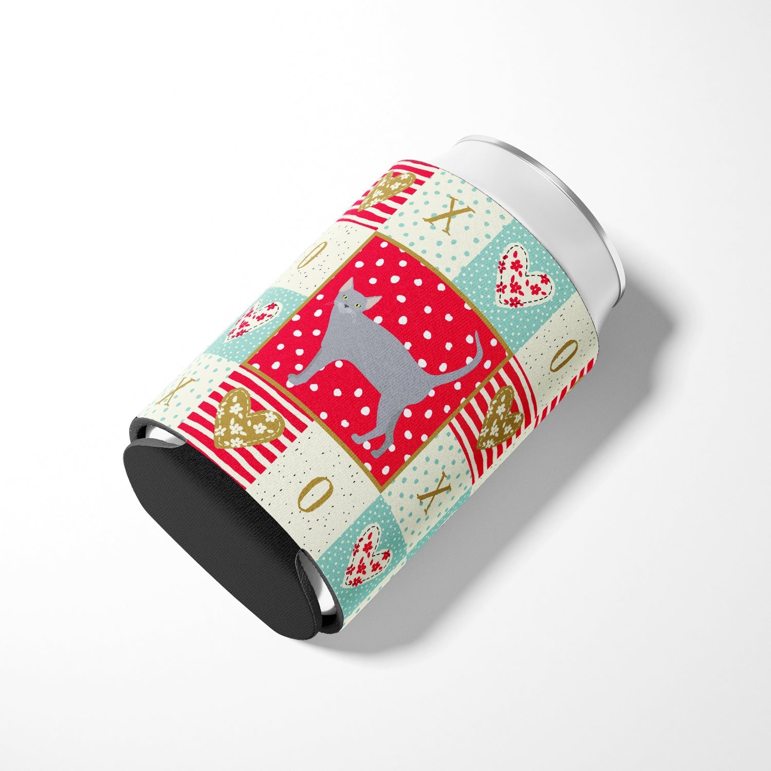 Russian Blue #1 Cat Love Can or Bottle Hugger Cooler Sleeve for Standard 12 oz Cans, Insulated Foam Beer & Soda Can Hugger Reusable