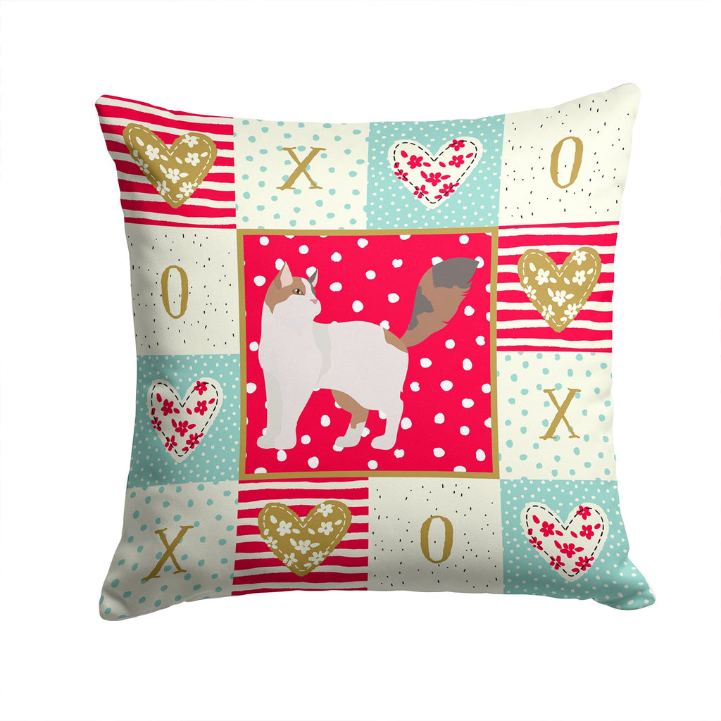 Turkish Van Cat Love Decorative Throw Pillow 14x14 Indoor Outdoor Accent Cushion, Fabric Cover with Insert for Sofa, Bed, Porch & Living Room