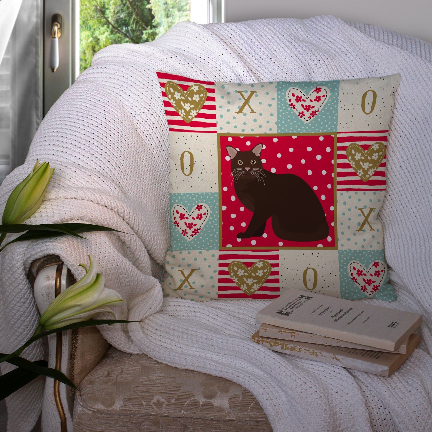 Burmese #2 Cat Love Decorative Throw Pillow 14x14 Indoor Outdoor Accent Cushion, Fabric Cover with Insert for Sofa, Bed, Porch & Living Room