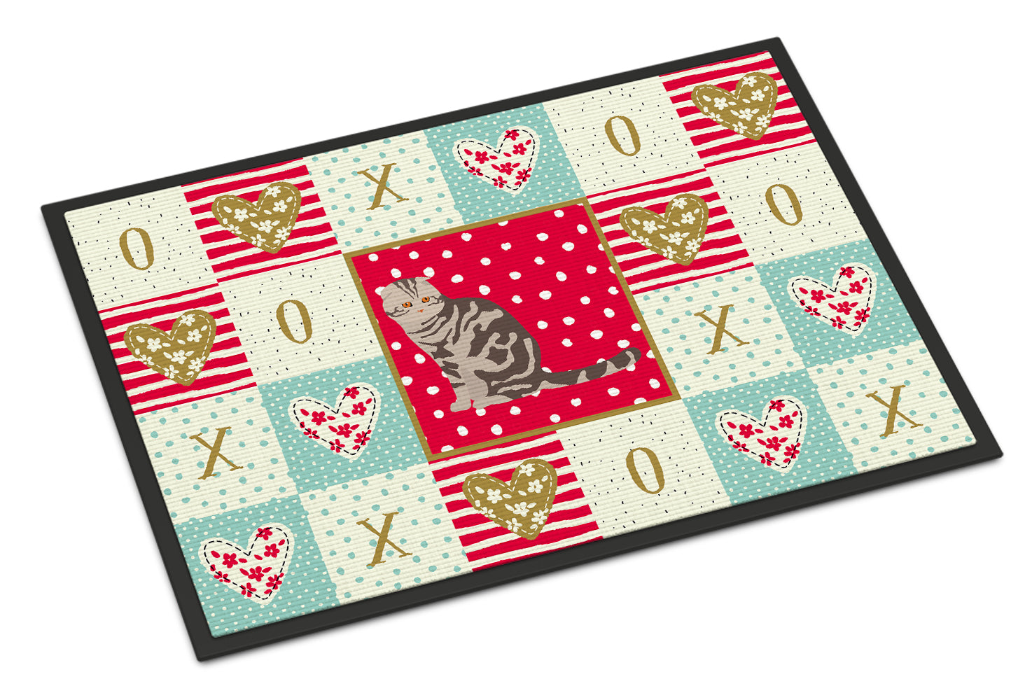 Foldex Exotic Fold Cat Love Doormat Indoor Outdoor 18H X 27W Front Door Mat Rugs for Entryway, Non Slip Washable