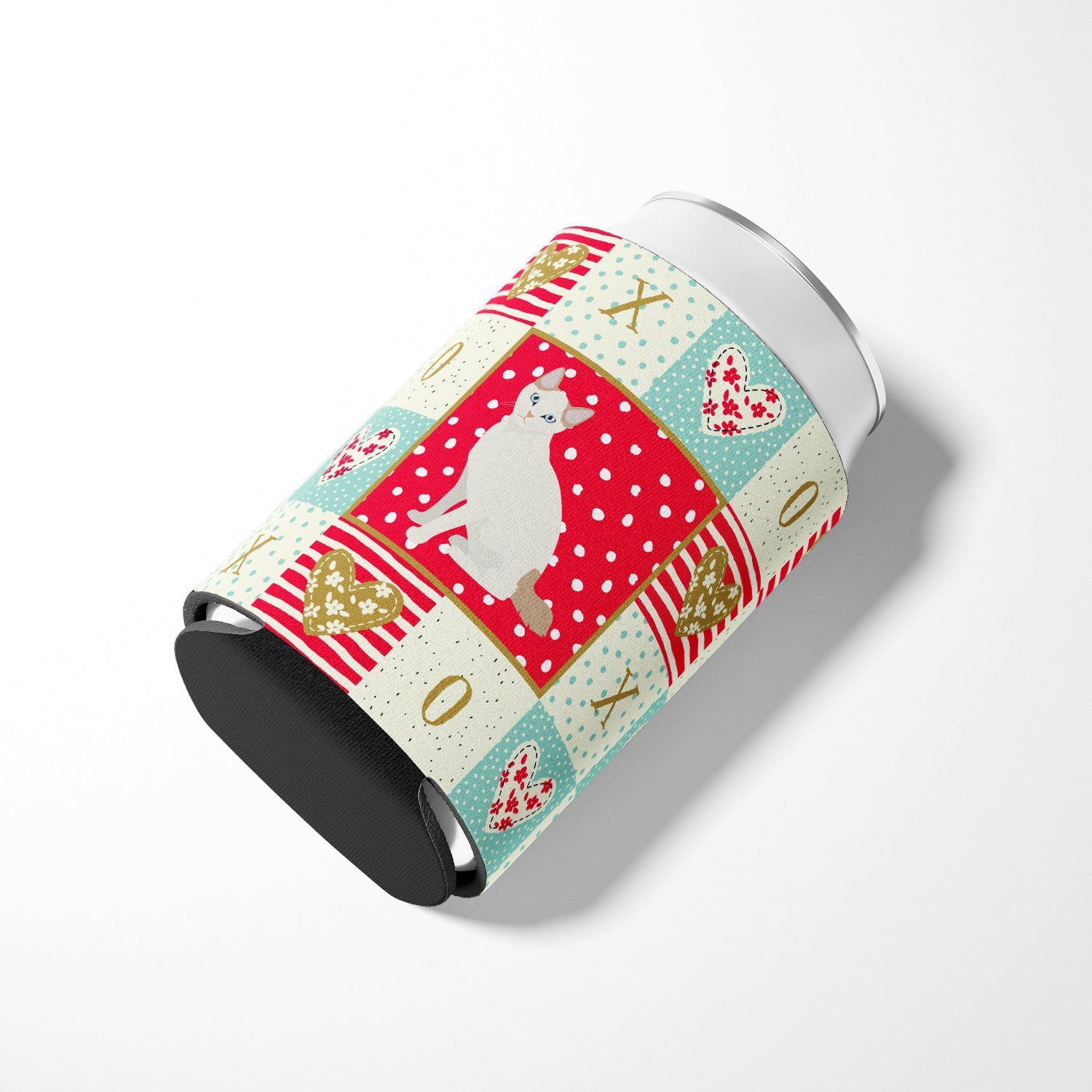 Korean Bobtail Cat Love Can or Bottle Hugger Cooler Sleeve for Standard 12 oz Cans, Insulated Foam Beer & Soda Can Hugger Reusable