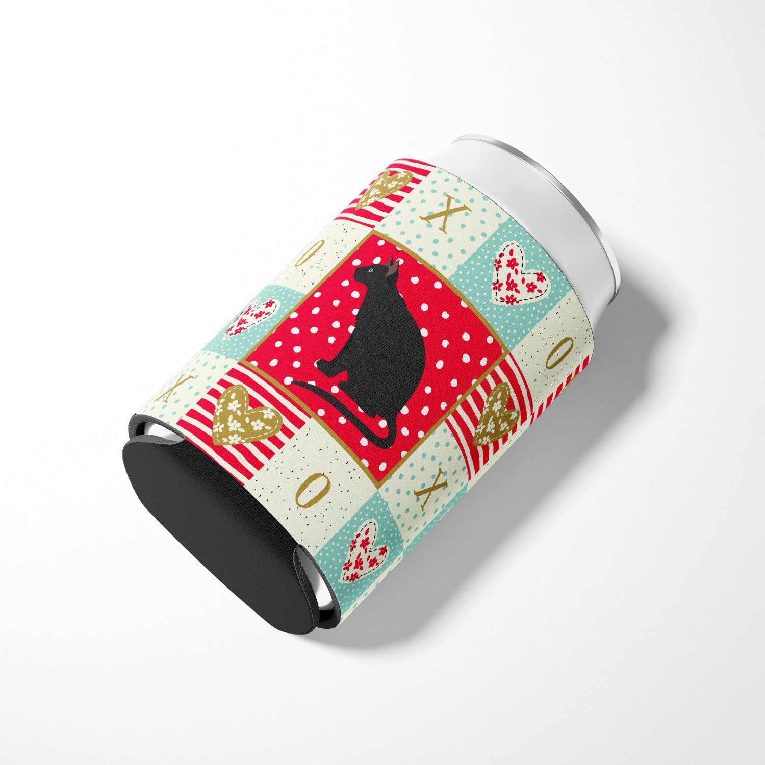 Ojos Azules Cat Love Can or Bottle Hugger Cooler Sleeve for Standard 12 oz Cans, Insulated Foam Beer & Soda Can Hugger Reusable