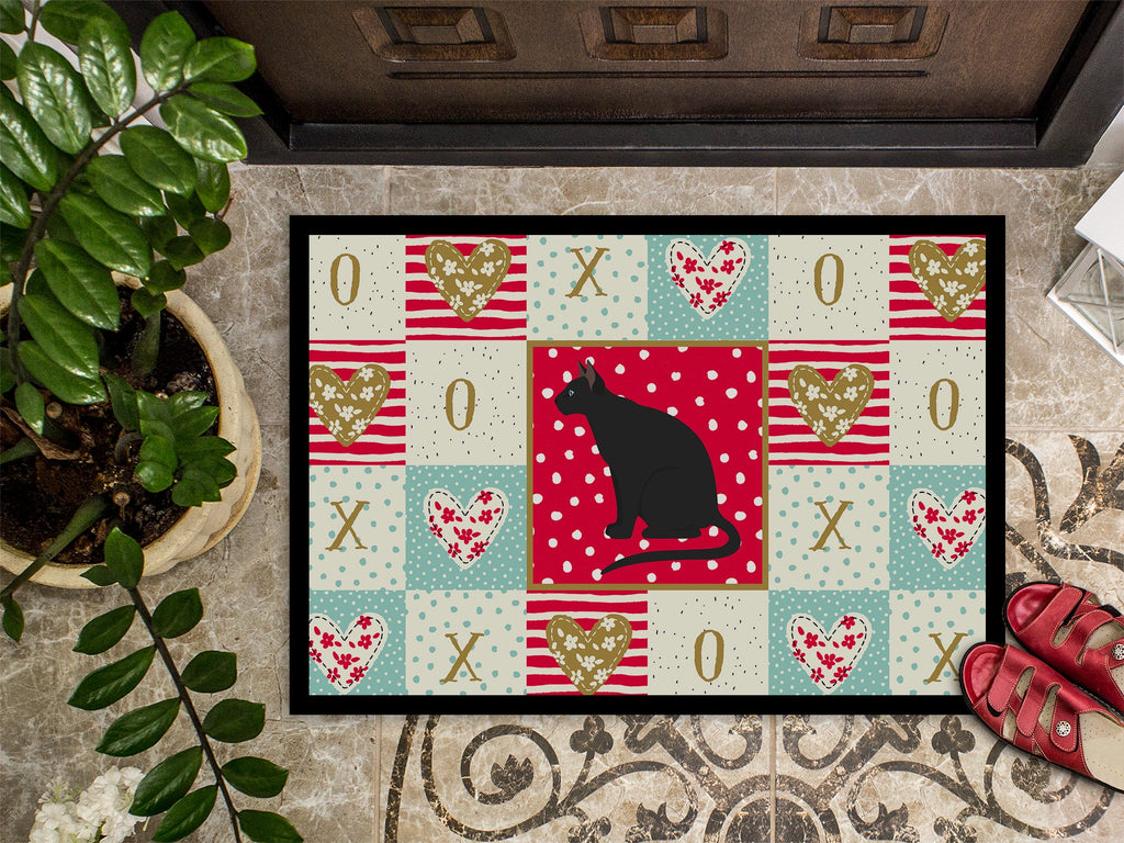 Ojos Azules Cat Love Doormat Indoor Outdoor 18H X 27W Front Door Mat Rugs for Entryway, Non Slip Washable