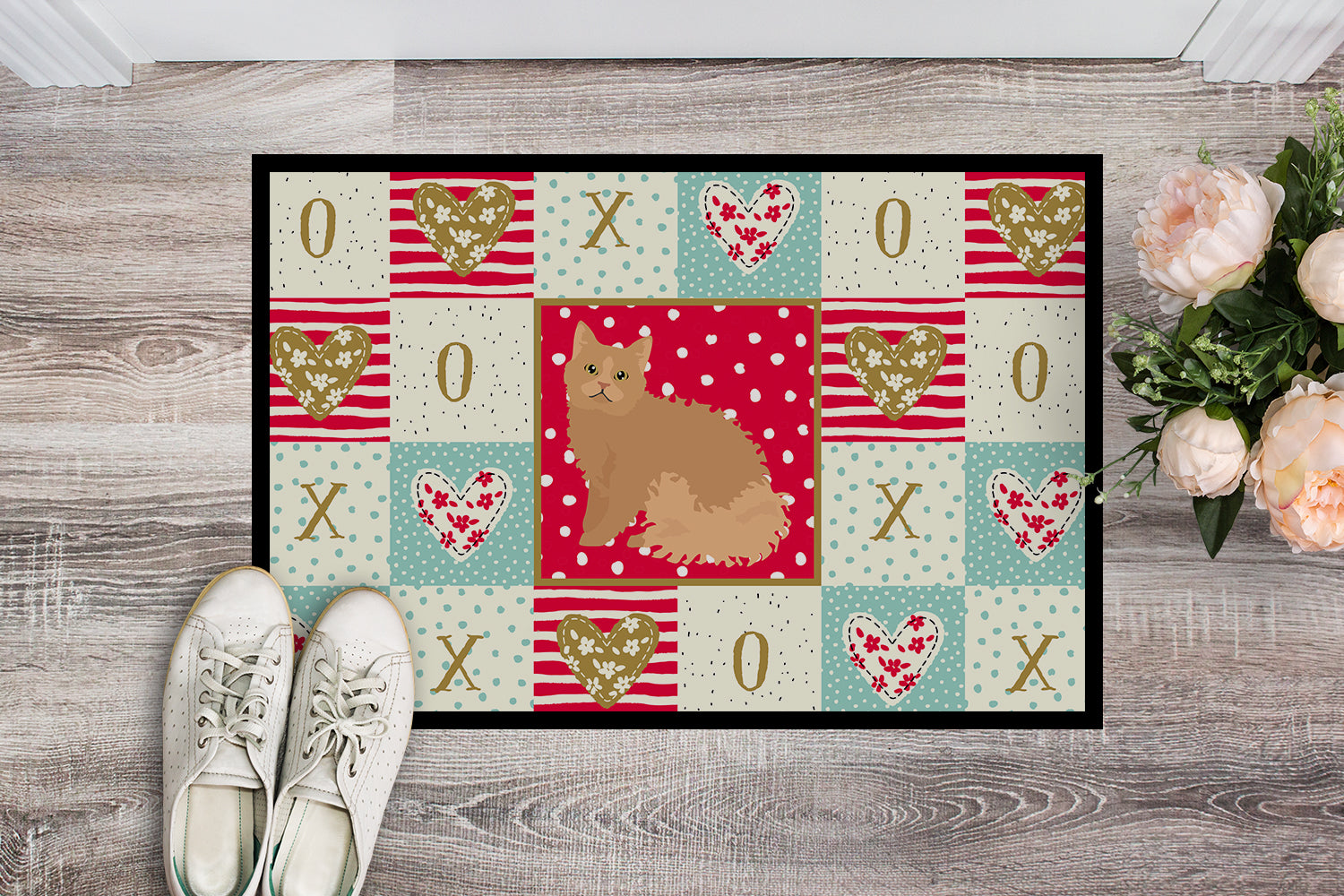 Selkirk Rex Cat Love Doormat Indoor Outdoor 24H X 36W Front Door Mat Rugs for Entryway, Non Slip Washable Low Pile,