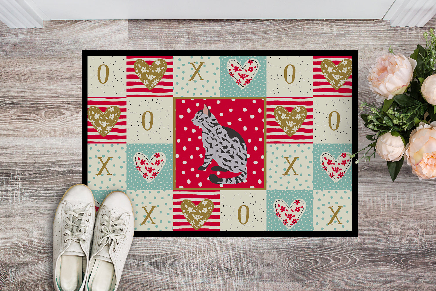 Serengeti Cat Love Doormat Indoor Outdoor 24H X 36W Front Door Mat Rugs for Entryway, Non Slip Washable Low Pile,