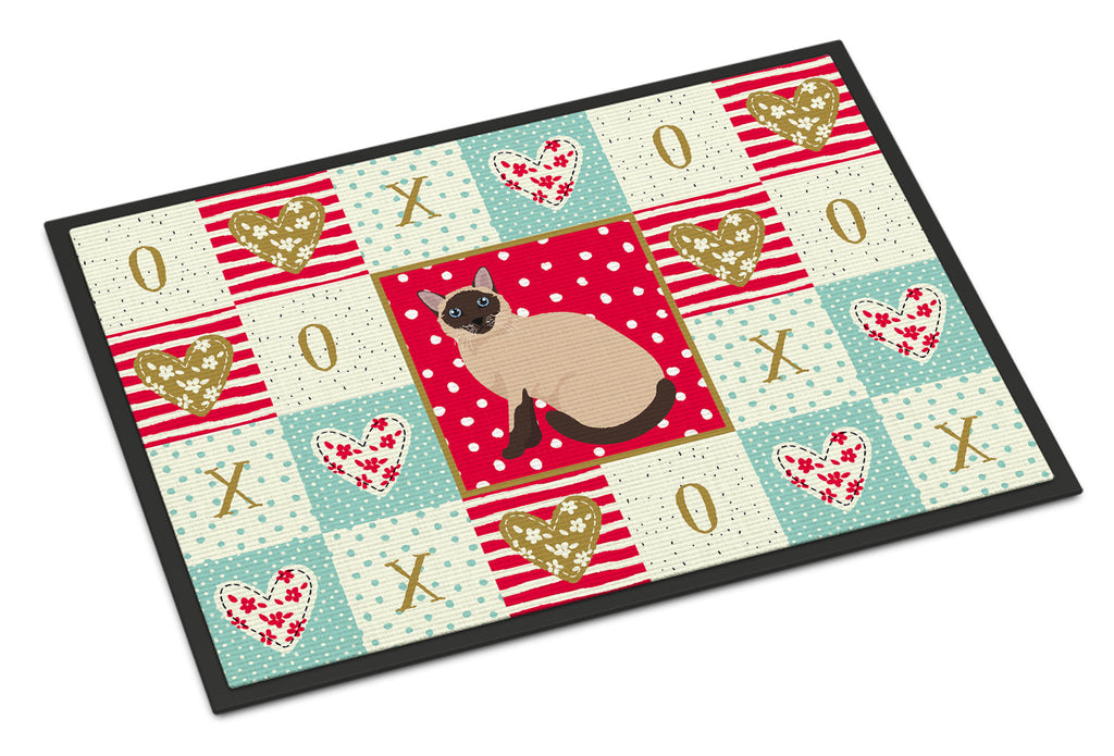 Siamese Traditional Cat Love Doormat Indoor Outdoor 18H X 27W Front Door Mat Rugs for Entryway, Non Slip Washable