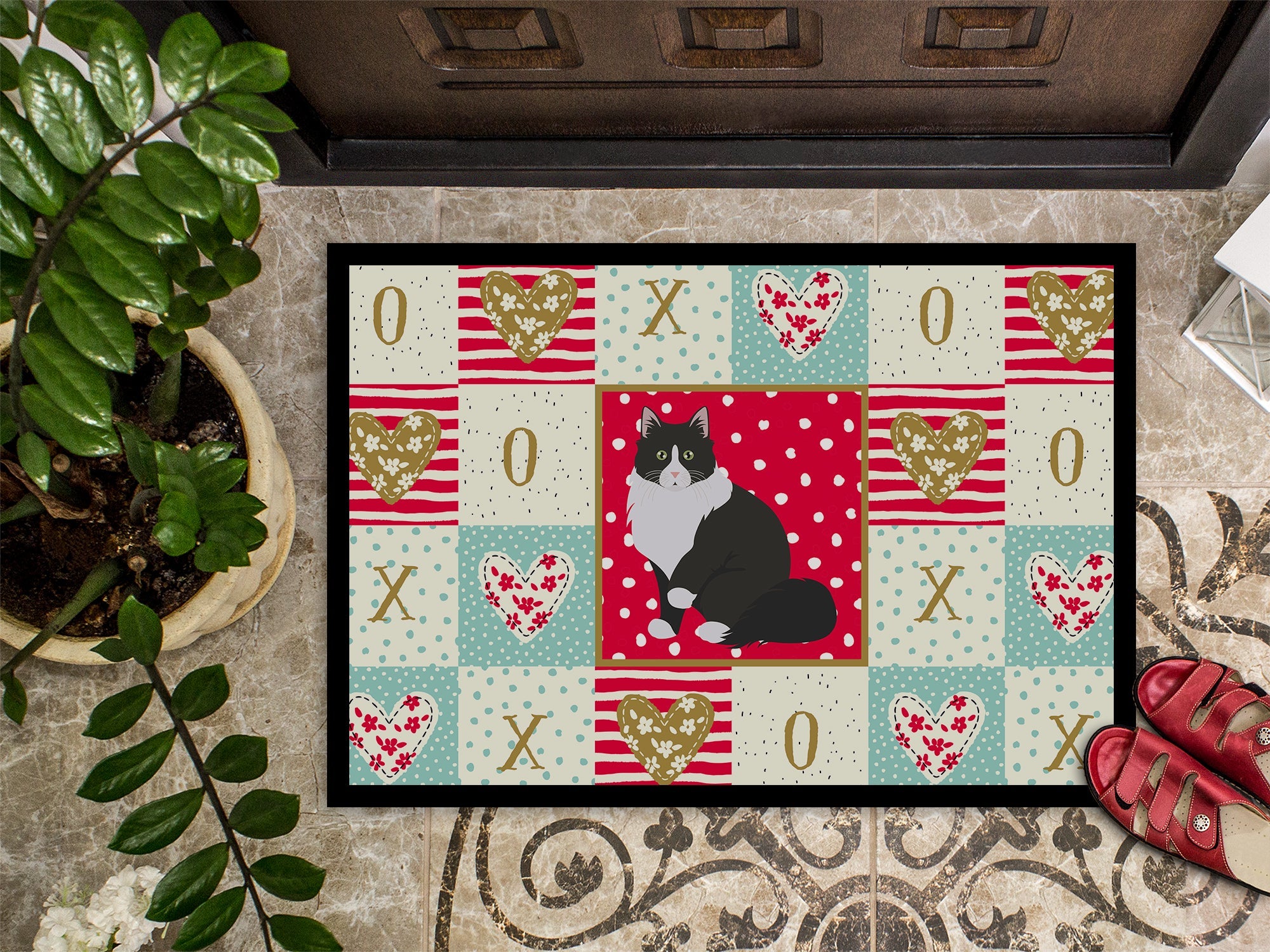 Siberian Forest Cat Love Doormat Indoor Outdoor 24H X 36W Front Door Mat Rugs for Entryway, Non Slip Washable Low Pile,