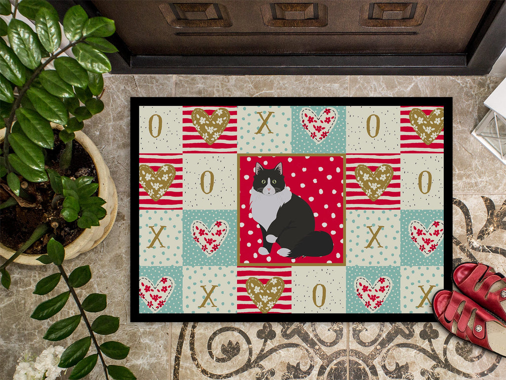 Siberian Forest Cat Love Doormat Indoor Outdoor 18H X 27W Front Door Mat Rugs for Entryway, Non Slip Washable