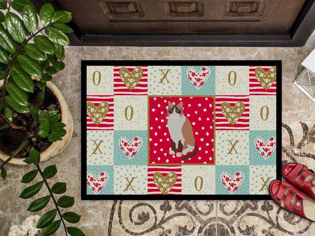Snowshoe Cat Love Doormat Indoor Outdoor 24H X 36W Front Door Mat Rugs for Entryway, Non Slip Washable Low Pile,