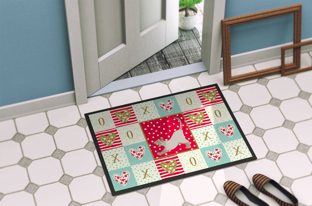 Thai Lilac Cat Love Doormat Indoor Outdoor 24H X 36W Front Door Mat Rugs for Entryway, Non Slip Washable Low Pile,