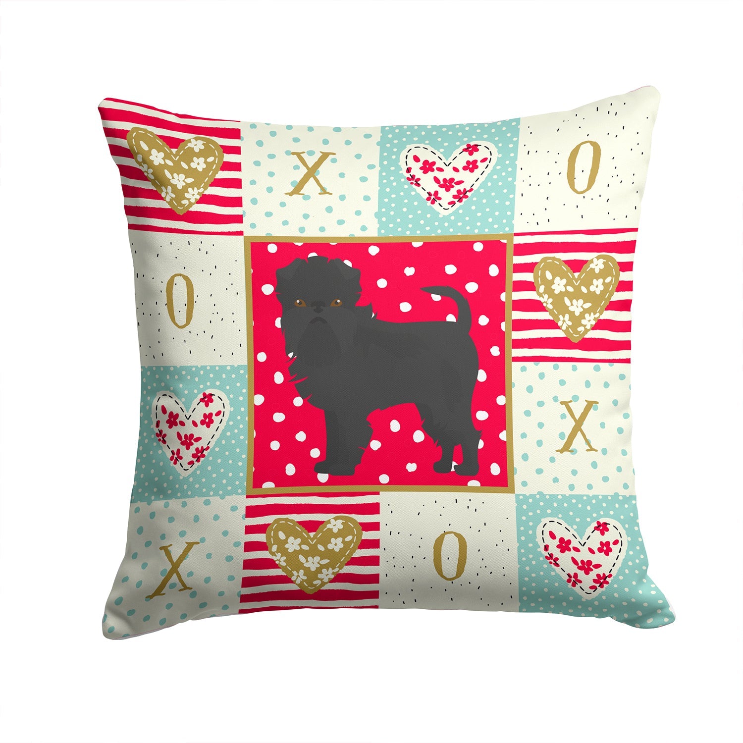 Affenpinscher #2 Love Decorative Throw Pillow 14x14 Indoor Outdoor Accent Cushion, Fabric Cover with Insert for Sofa, Bed, Porch & Living Room