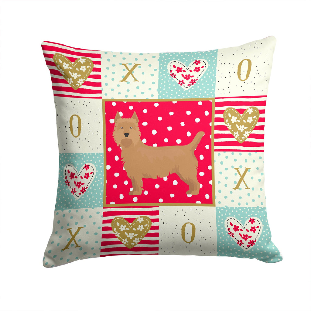 Australian Terrier Love Decorative Throw Pillow 14x14 Indoor Outdoor Accent Cushion, Fabric Cover with Insert for Sofa, Bed, Porch & Living Room