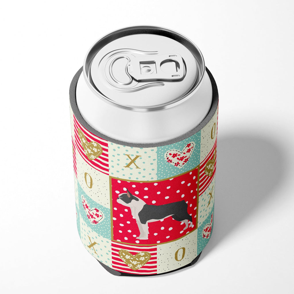 Boston Terrier Love Can or Bottle Hugger Cooler Sleeve for Standard 12 oz Cans, Insulated Foam Beer & Soda Can Hugger Reusable