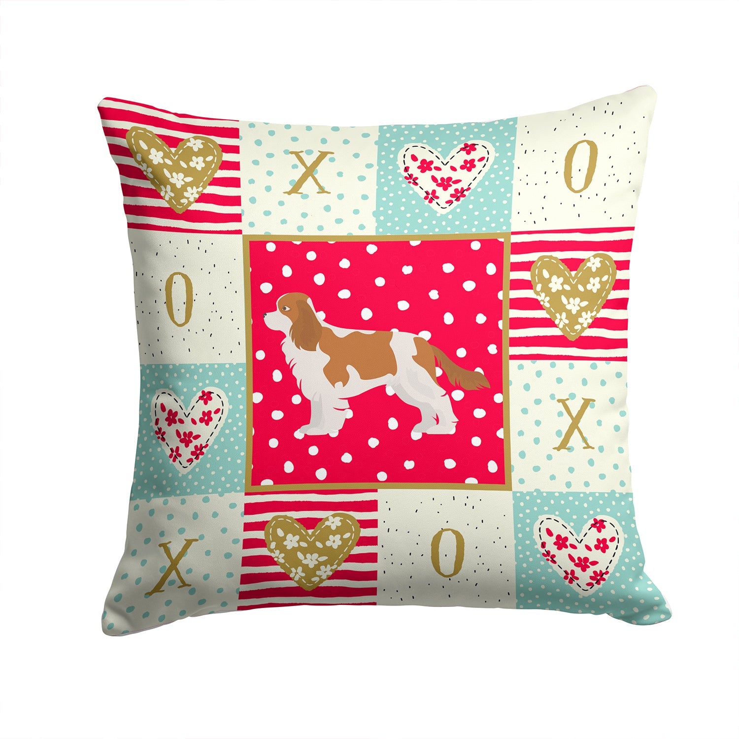 Blenheim Cavalier Spaniel Love Decorative Throw Pillow 14x14 Indoor Outdoor Accent Cushion, Fabric Cover with Insert for Sofa, Bed, Porch & Living Room