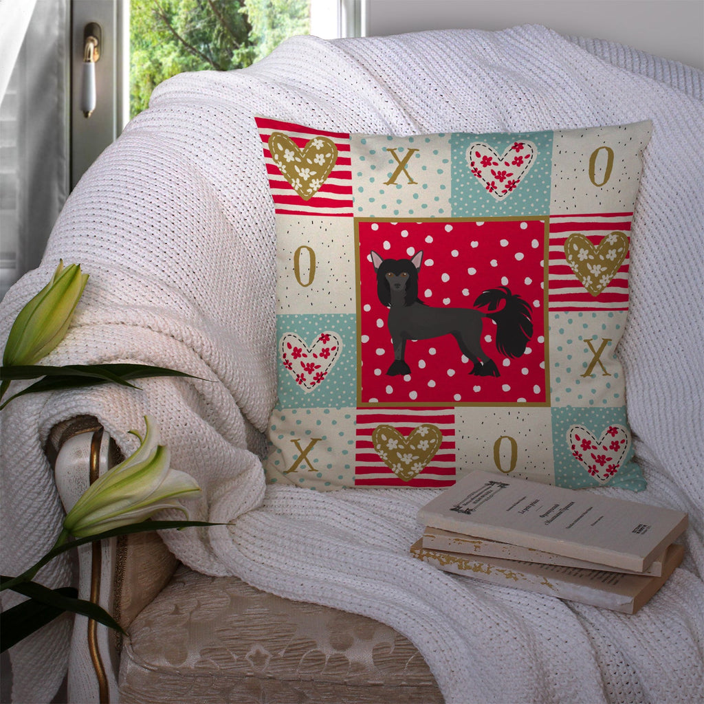 Chinese Crested #1 Love Decorative Throw Pillow 14x14 Indoor Outdoor Accent Cushion, Fabric Cover with Insert for Sofa, Bed, Porch & Living Room