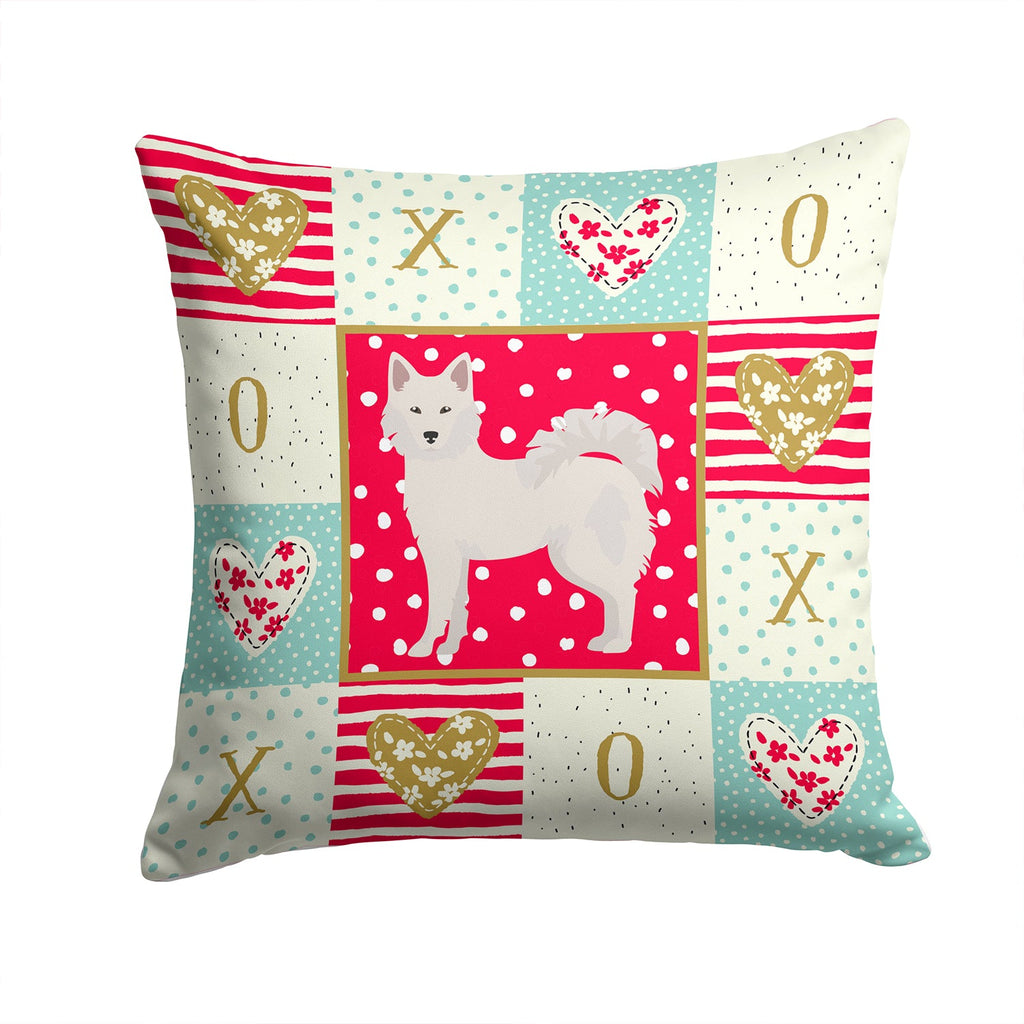 Danish Spitz Love Decorative Throw Pillow 14x14 Indoor Outdoor Accent Cushion, Fabric Cover with Insert for Sofa, Bed, Porch & Living Room