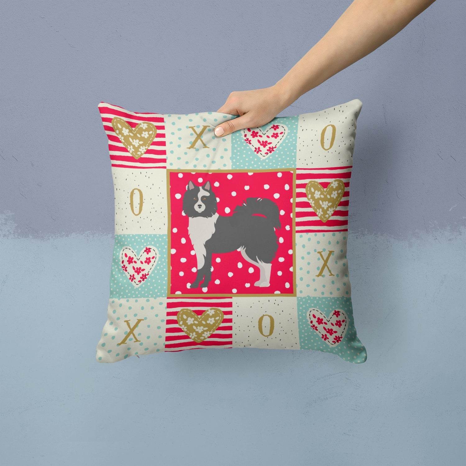 Elo Dog #2 Love Decorative Throw Pillow 14x14 Indoor Outdoor Accent Cushion, Fabric Cover with Insert for Sofa, Bed, Porch & Living Room