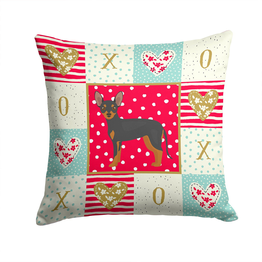 Prague Ratter Love Decorative Throw Pillow 14x14 Indoor Outdoor Accent Cushion, Fabric Cover with Insert for Sofa, Bed, Porch & Living Room