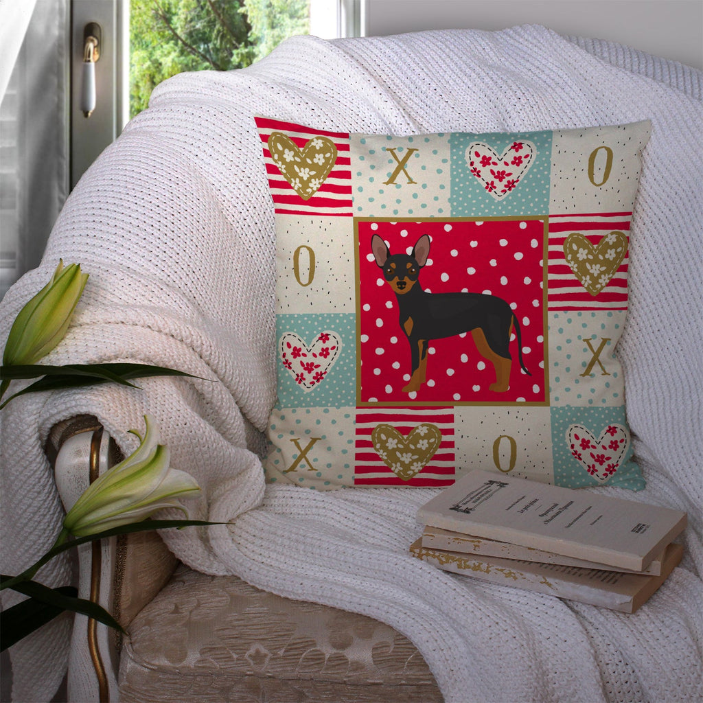 Prague Ratter Love Decorative Throw Pillow 14x14 Indoor Outdoor Accent Cushion, Fabric Cover with Insert for Sofa, Bed, Porch & Living Room