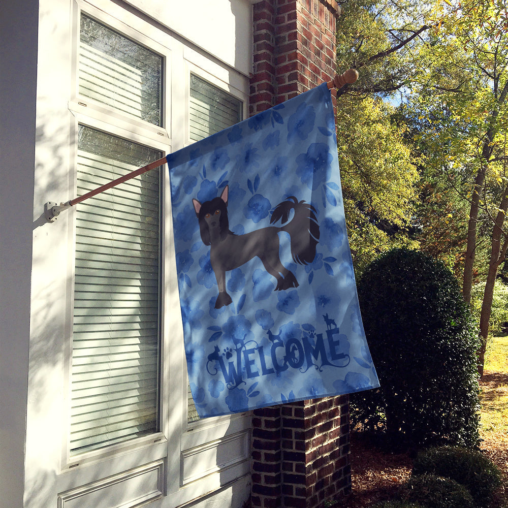 Chinese Crested #1 Welcome House Flag 28x40 Porch Sleeve Pole Decorative Outside Yard Banner Artwork Wall Hanging, Polyester
