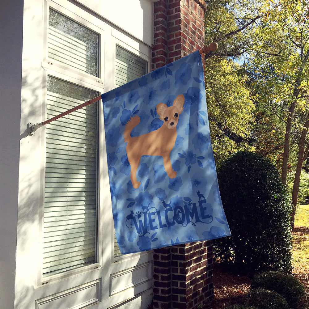 Longhair Chihuahua #2 Welcome House Flag 28x40 Porch Sleeve Pole Decorative Outside Yard Banner Artwork Wall Hanging, Polyester