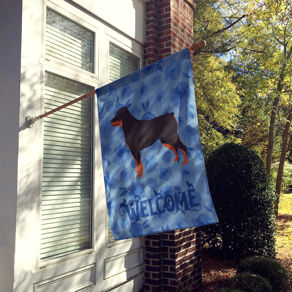 Rottweiler Welcome House Flag 28x40 Porch Sleeve Pole Decorative Outside Yard Banner Artwork Wall Hanging, Polyester