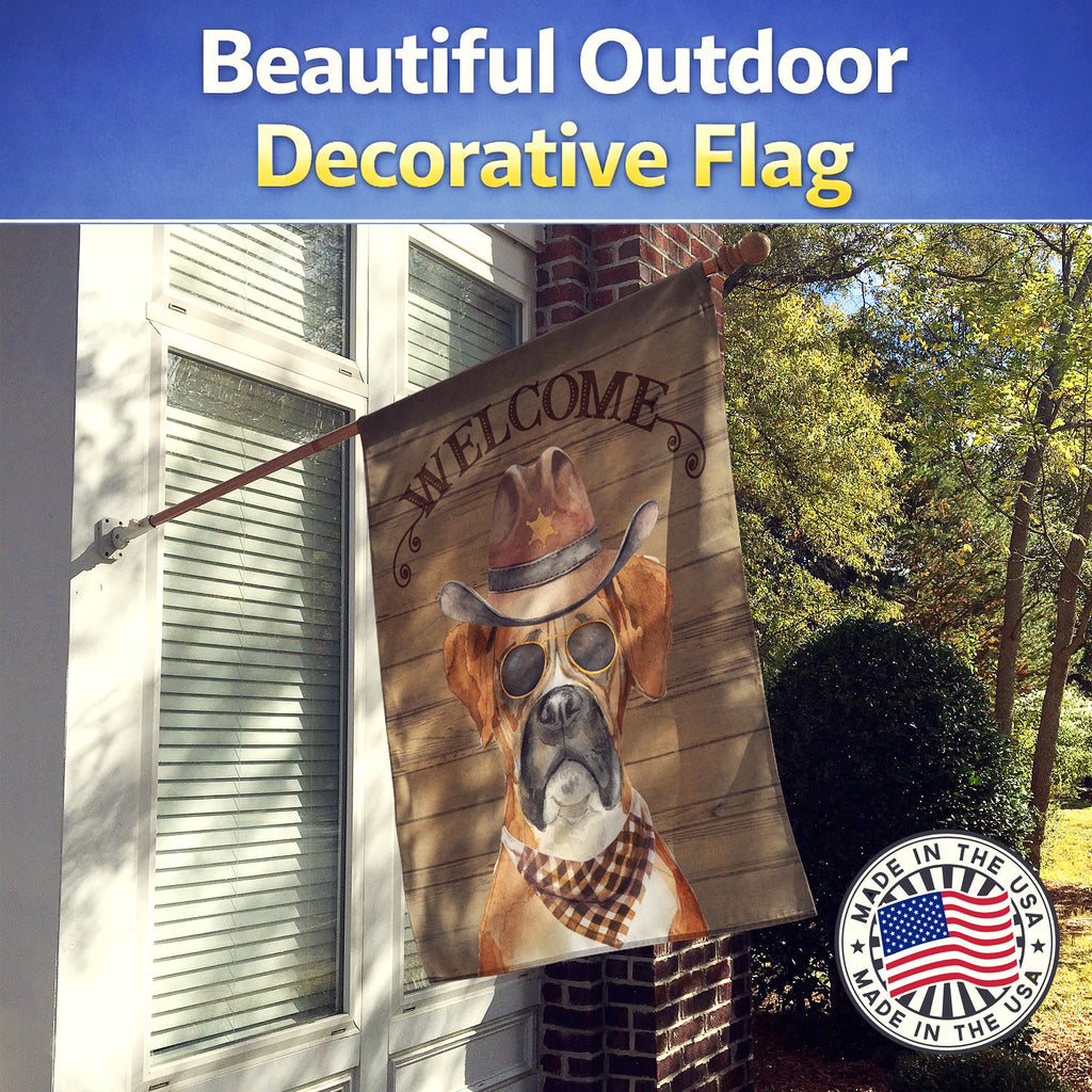 Boxer Country Dog House Flag 28x40 Porch Sleeve Pole Decorative Outside Yard Banner Artwork Wall Hanging, Polyester