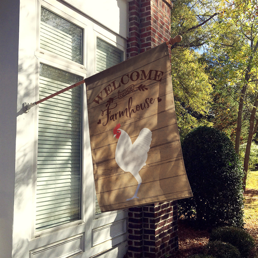 German Langshan Chicken Welcome House Flag 28x40 Porch Sleeve Pole Decorative Outside Yard Banner Artwork Wall Hanging, Polyester