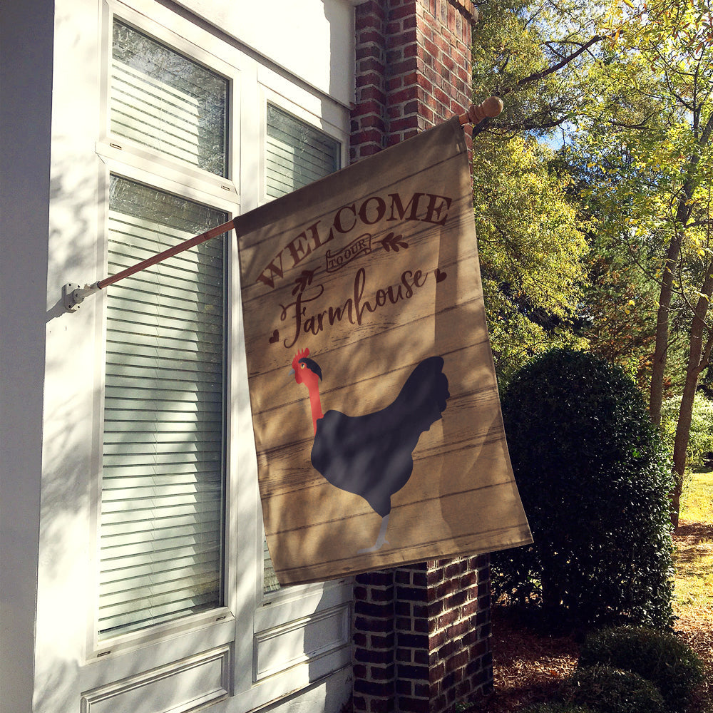 Naked Neck Chicken Welcome House Flag 28x40 Porch Sleeve Pole Decorative Outside Yard Banner Artwork Wall Hanging, Polyester