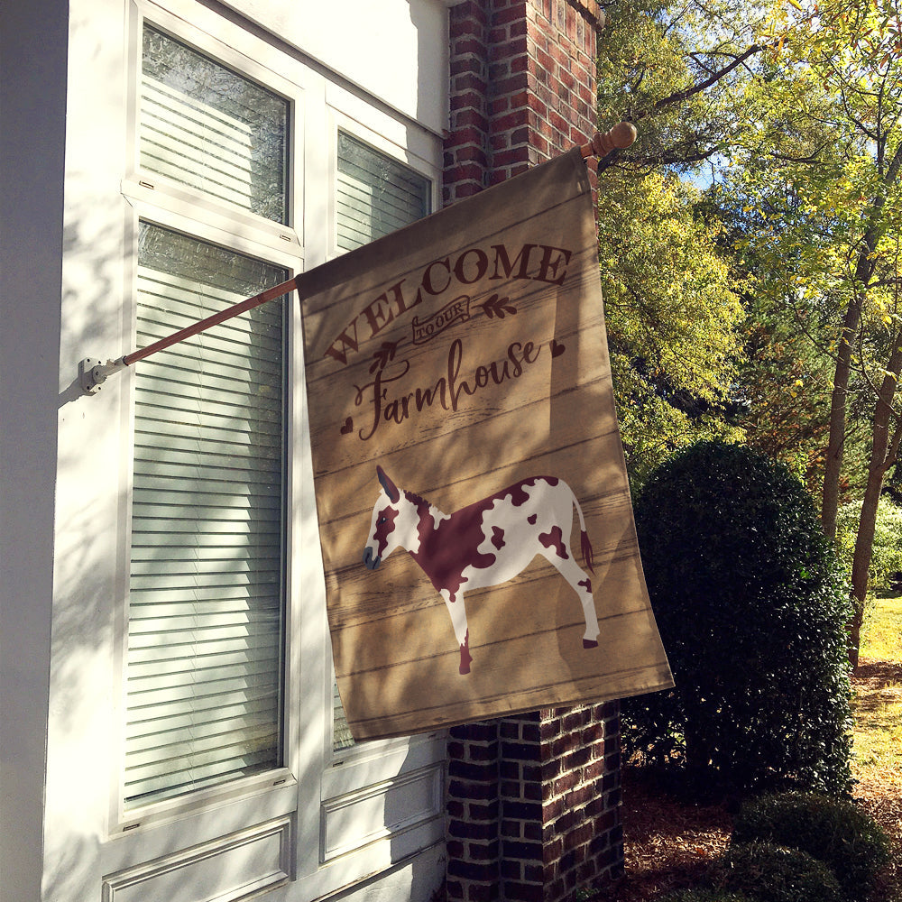American Spotted Donkey Welcome House Flag 28x40 Porch Sleeve Pole Decorative Outside Yard Banner Artwork Wall Hanging, Polyester
